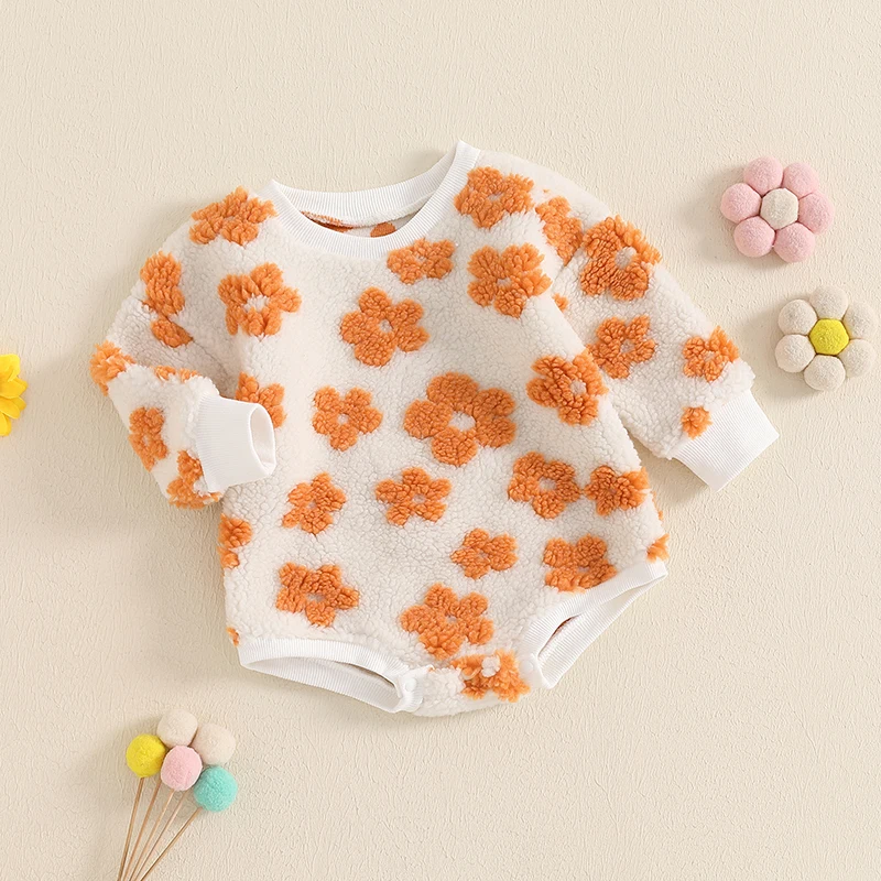 Cathery  Autumn Infant Baby Girls Bodysuit Long Sleeve Flower Winter Clothes Casual Daily Fall Outfits Suit baby clothes girl