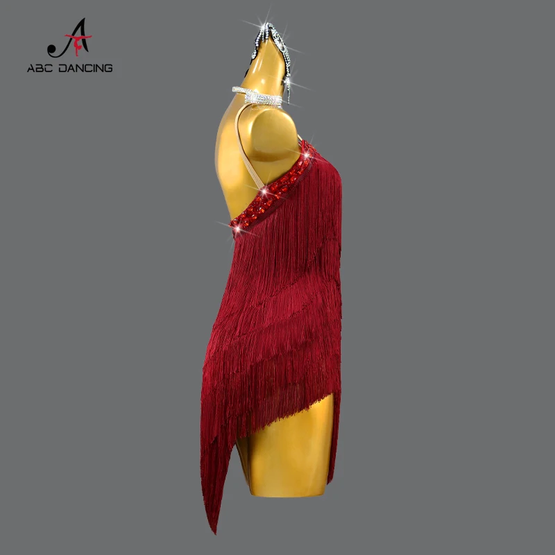 Traje de baile latino para mujer, ropa de competición, vestido de fiesta con borlas, ropa de práctica, traje deportivo de graduación, falda de Samba
