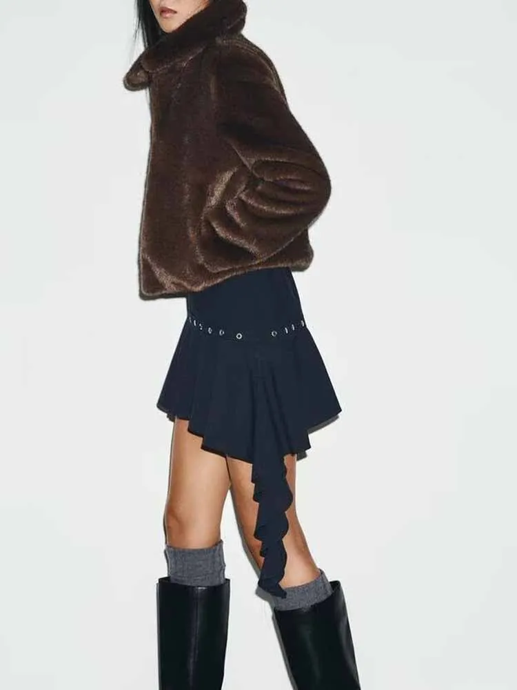 유럽 및 미국 스타일 가을 겨울 신상 패션 트렌드 여성용 루즈핏 다용도 인조 퍼 효과 재킷 코트