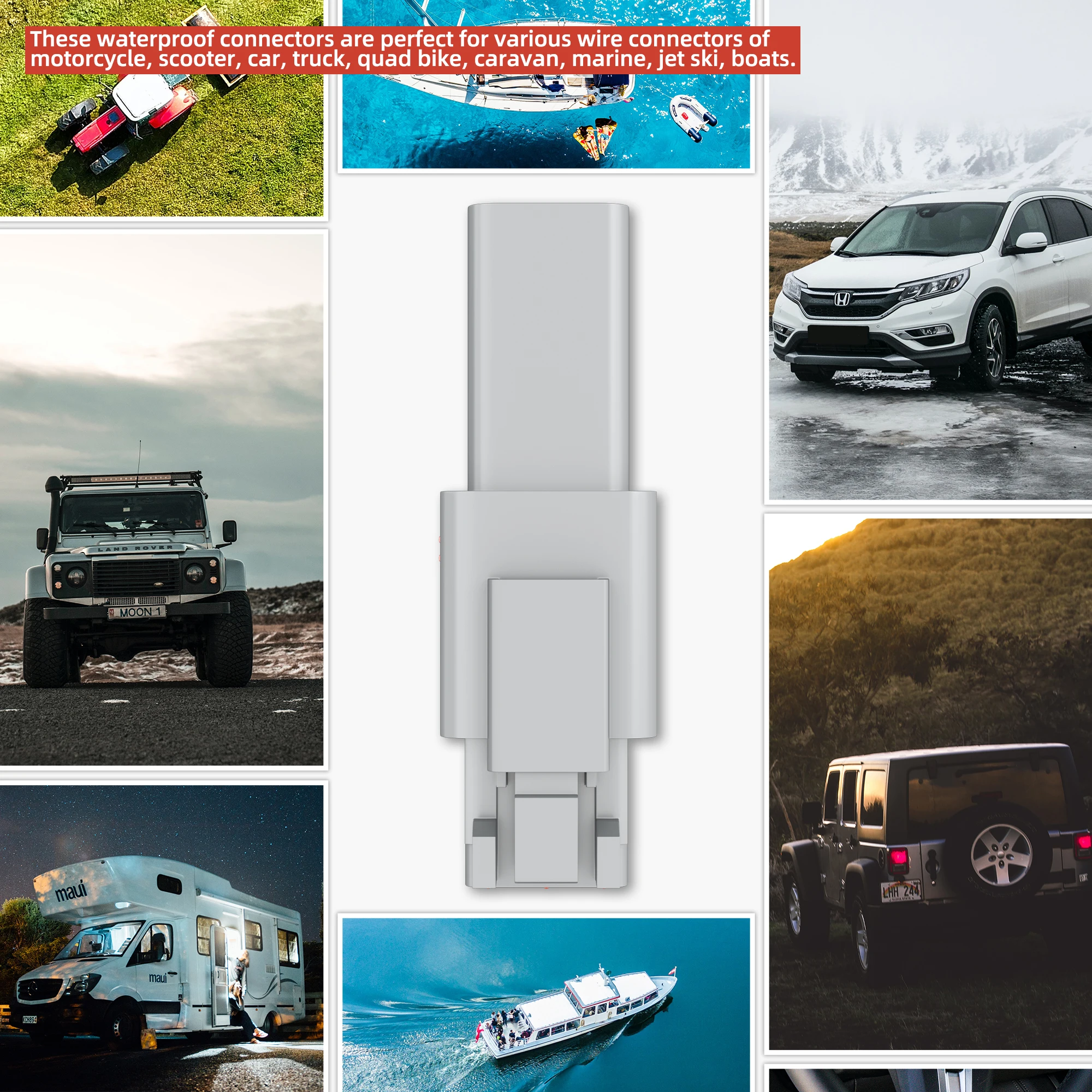 6 Sets Deutsch 2 Pin DT Connector DT04-2P DT06-2S Gray Waterproof Electrical Wire Connector with Solid Contacts 14-20AWG