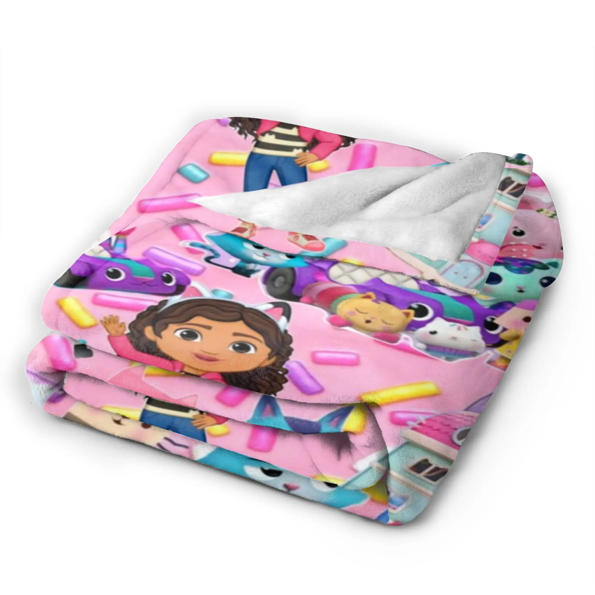 Gabbysed dollhouses Blanket Quality Warm Soft  Throw Blanket Winter Kids Couch Chair Pattern Bedspread