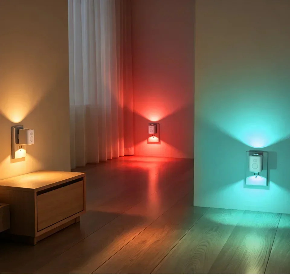 1/2pcs EU Plug Motion Sensor Night Light Plug Into Wall RGB Color Changing Dimmable Auto on Off for Kids Bedroom Hallway 220V