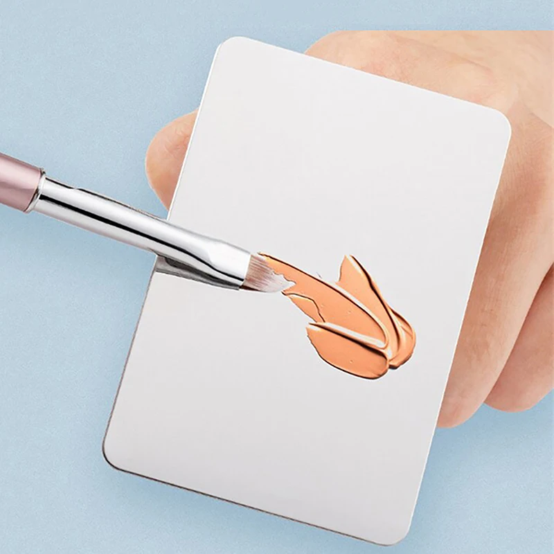 Hand-held Stainless Steel Makeup Mixer Nail Art Polish Mixing Plate Foundation Eye Shadow Mixer Palette Beauty Tool with Spatula