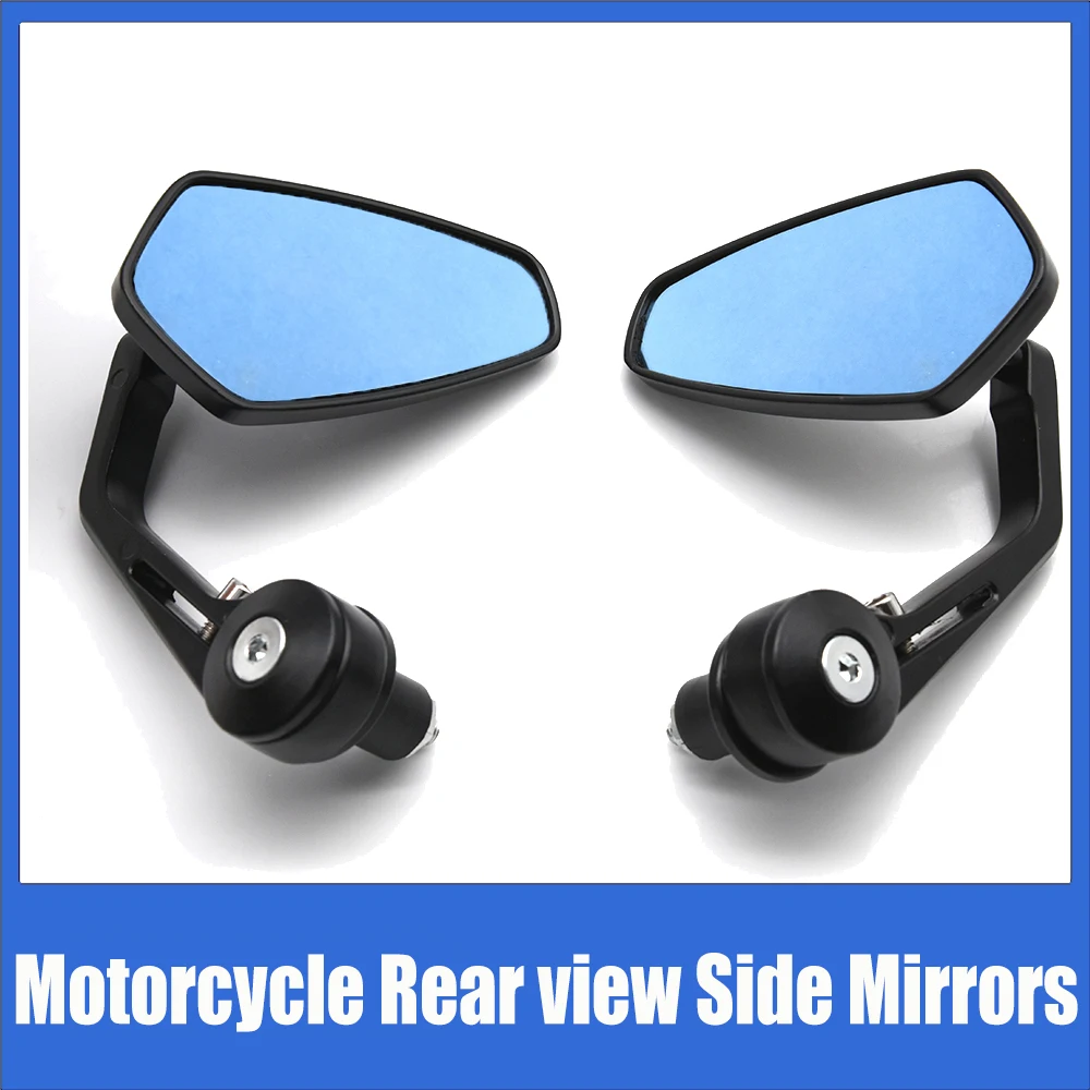 

Universal Motorcycle Aluminum RearView Black Side Rearview Mirrors Blue Anti-glare Mirror Cafe Racer Mirrors for Harley Davidson