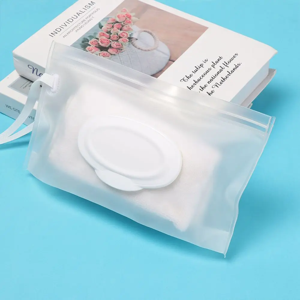 Transparent Wet Wipes Bag Snap Strap Napkin Storage Pouch Easy-carry Eco-Friendly Mask Case Reusable Cosmetic Container