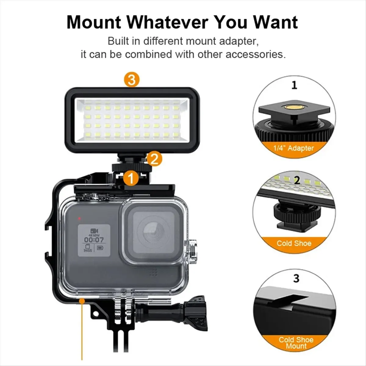 أفضل إضاءة مقاومة للماء فيديو مصباح غوص تحت الماء التصوير مصباح ل GoPro 11/10 Sjcam Yi DJI Osmo كاميرا عمل الهاتف المحمول #5