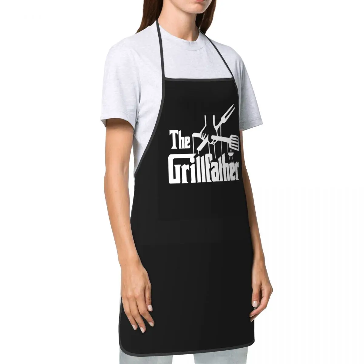 The Grillfather BBQ Kitchen Chef Cooking Baking Apron Men Women Funny Grill And Smoker Barbecue Tablier Cuisine for Gardening