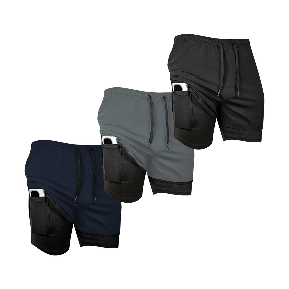 شورت جري صيفي للرجال مع جيب للهاتف وحلقة منشفة، شورت رياضي للتمرين في صالة الألعاب الرياضية سريع الجفاف "X Graphic" مطبوع ملابس رياضية