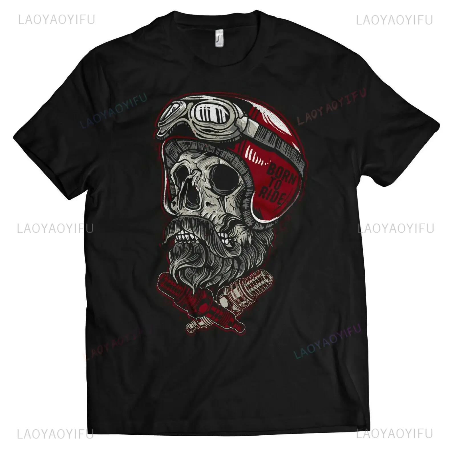 Fashion Biker Skull Helmet Beard Motorcycle Chopper Screwdriver Bit MC Men T-Shirt Summer Short Sleeve O-Neck Casuai T Shirt New