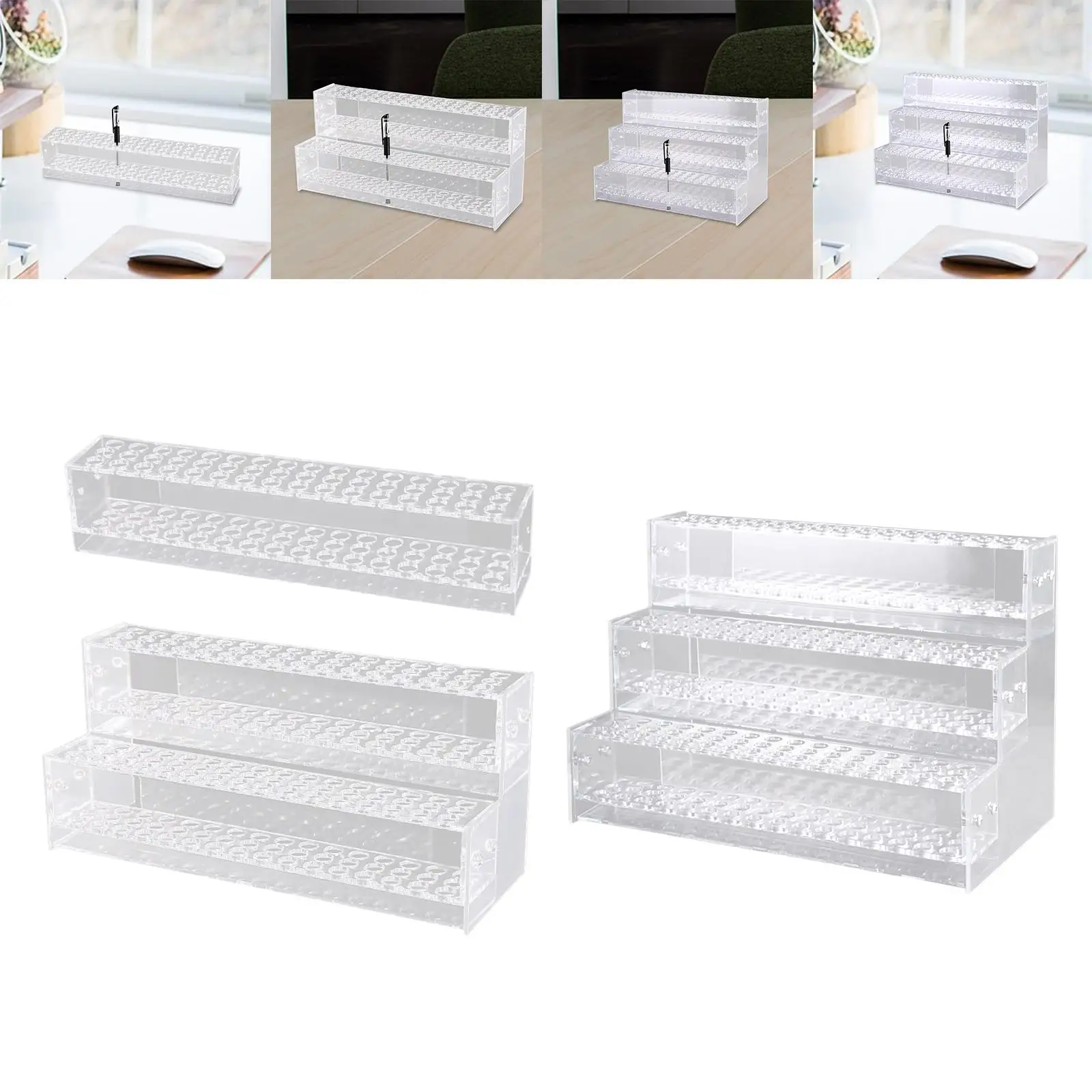 Transparent Pen Display Stand Multi Holes Acrylic Pencil Brush Holder for Desk Makeup Organizer Storage Rack