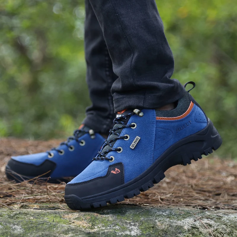 Zapatos de Trekking de gamuza para hombre, zapatillas de senderismo resistentes al desgaste para exteriores, zapatos deportivos de escalada de