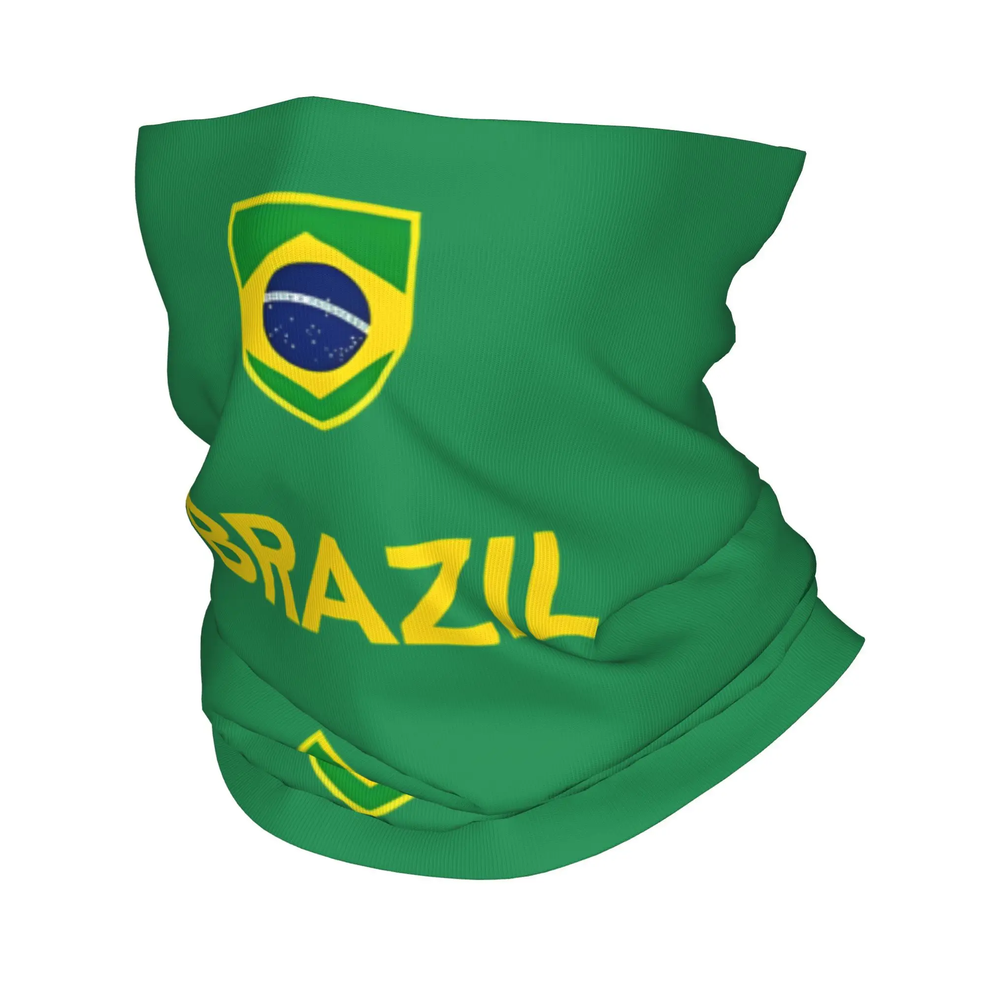 Brazil Flag Neckerchief Neck Face Mask Polyester Texture Lightweight Fabric, Multipurpose Scarf