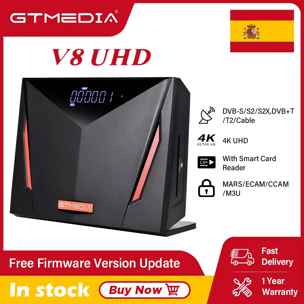 GTMEDIA V8 UHD 4K Ultra HD Satellite Receiver DVB-S/S2/S2X+T/T2+ISDB-T+Cable(J83.A/C)+ATSC-C(J83.B)With Smart Card Reader TV Box