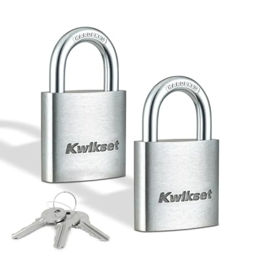 

Aluminum Padlock with Hardened Steel Shackle, Outdoor Shed and Gate Lock, 1-1/4 in Body, 5/8 in Shackle, 2 Pack Keyed Alike, Si