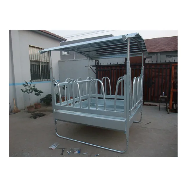 

Galvanized horse hay feeder rack with roof
