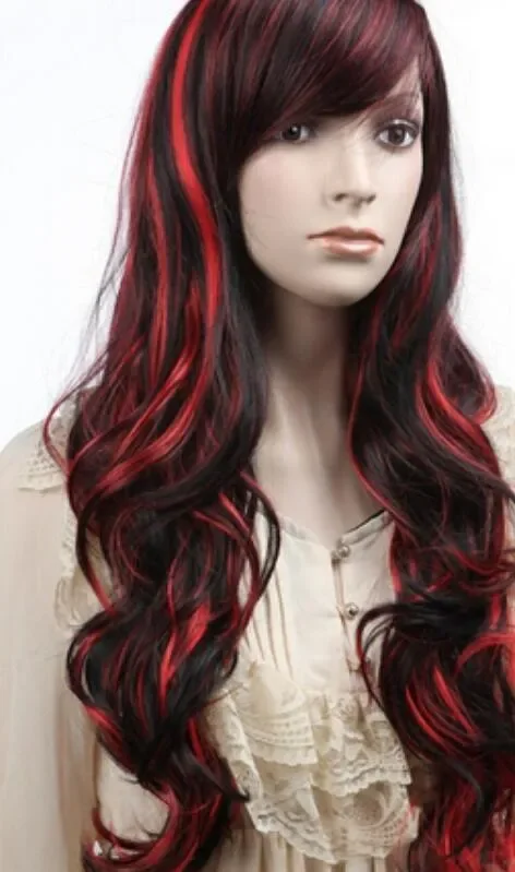 WIG  Long Curly Cosplay Hair  Wig Multi Red heat resistant Full Wigs