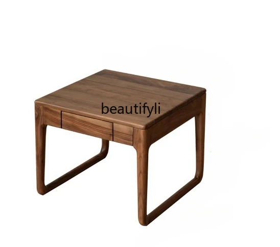 

Modern Minimalist Nordic Retro Black Walnut Wooden Tea Table Living Room Sofa Bed Side Small Square Table Cherrywood