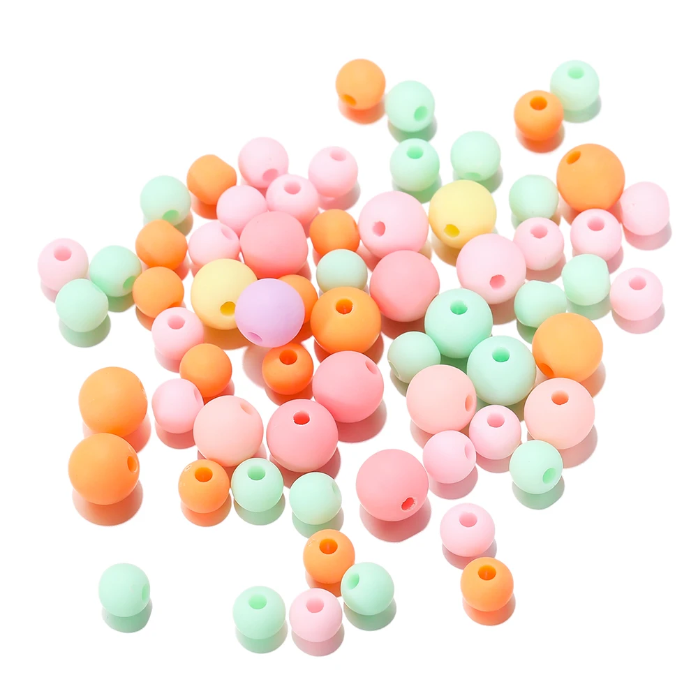 50pcs/Lot 6/8mm Colorful Acrylic Bead Round Loose Spacer Frosted Beads for DIY Jewelry Finding Making Necklace Bracelet Supplies