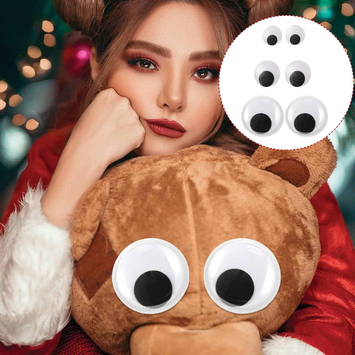 6 pçs preto branco wiggle olhos googly auto-adesivo artesanato adesivos para crianças diy festa de natal decoração wiggle olhos