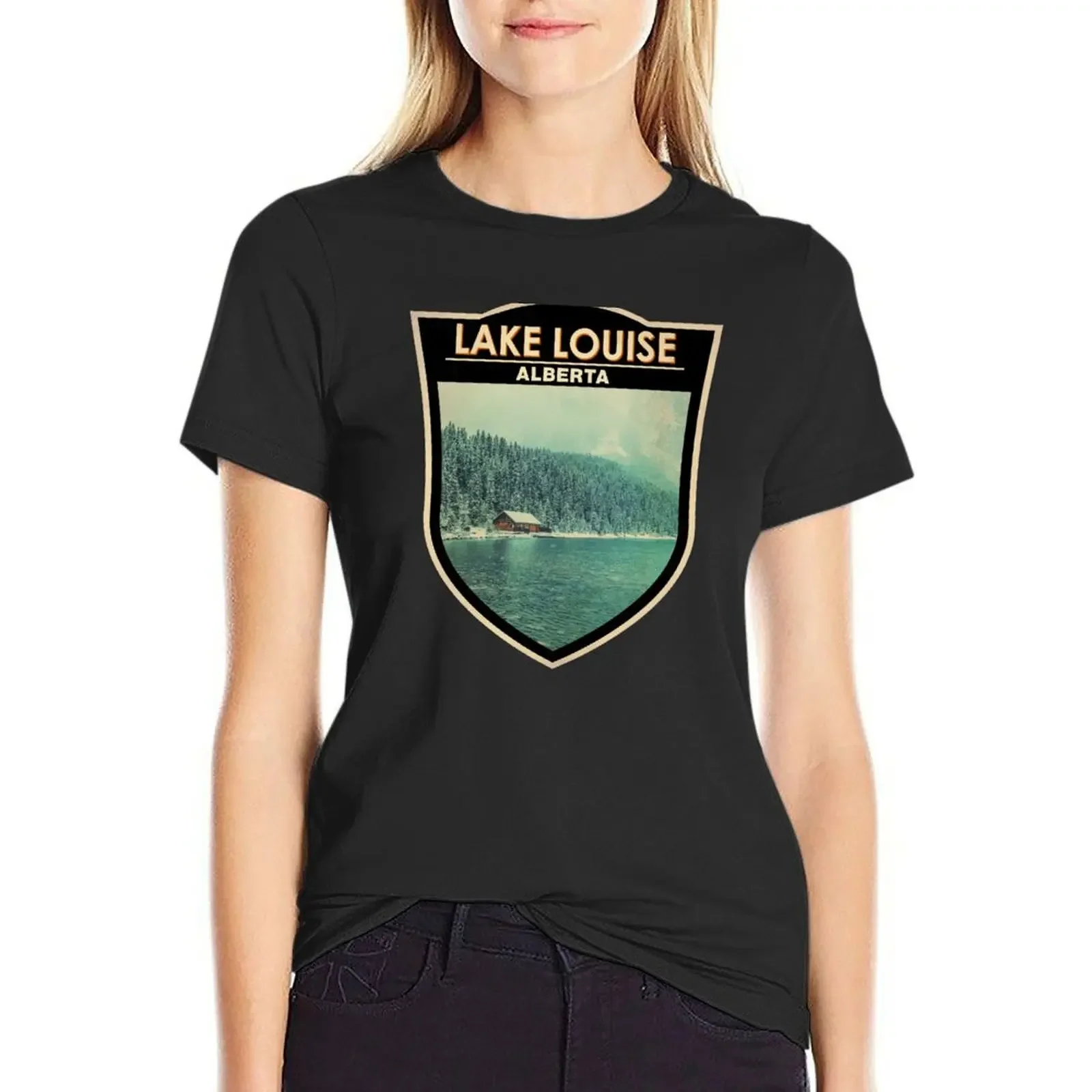 

Lake Louise Alberta Canada Travel Badge T-Shirt lady clothes graphics womans clothing