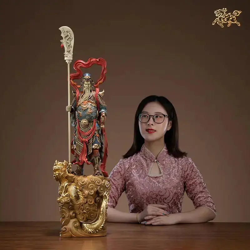 82cm Huge Large high grade GOOD LUCK God of wealth Dragon GUAN GONG Mammon Bronze statue HOME Shop Club BAR Company Patron saint