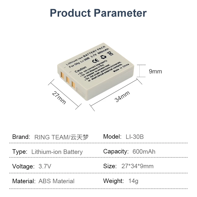 Rechargeable Battery Pack LI-30B Li30b Li 30B for OLYMPUS μ-miniDigitalS μ-miniDIGITAL μ-mini Camera