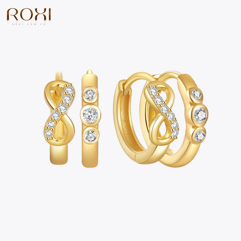 ROXI 925 Sterling Silver Geometric Zircon Buckle Hoop Earrings For Women Party Wedding Jewelry pendientes Valentine's Day gift