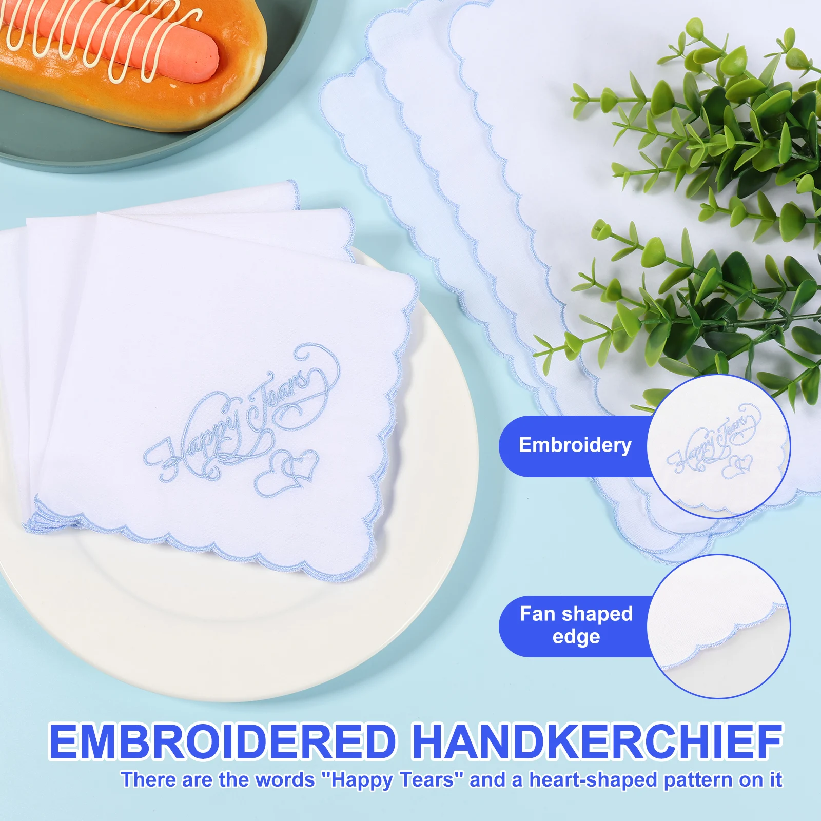 12 قطعة منديل قطني مطرز 28x28 سنتيمتر المحمولة الزفاف وشاح مربع لينة مريحة الزفاف منديل للحزب #3