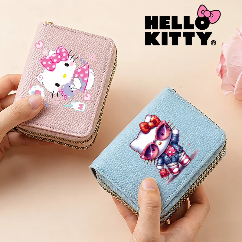 

Hello Kittise Coin Wallet Kawaii Cartoon Litchi PU Leather Bag Women Fashion Casual Multi-Card Slot Wallet Birthday Party Gift