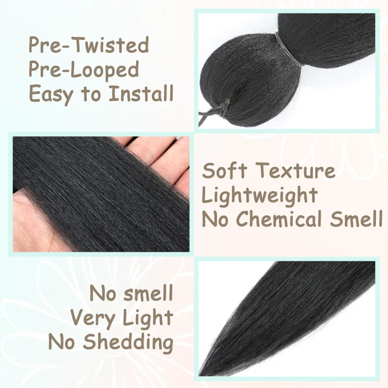 Rambut Kepang Hitam Pra Meregangkan 8 Paket Kotak Kepang Ekstensi Rambut 16/20/26/30 Inci Rambut Kepang Pra Meregangkan Sintetis