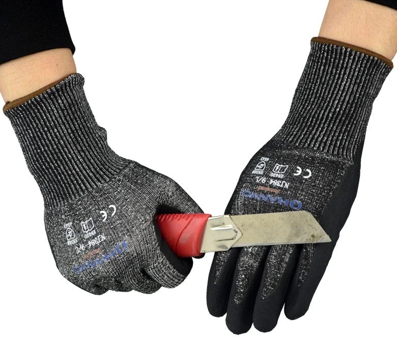 Cut Resistant Work Glove Butcher HPPE Stain Steel Micro Foam Nitrile Maxi High Flex ANSI A4 Anti Cut Proof Safety Glass Handling