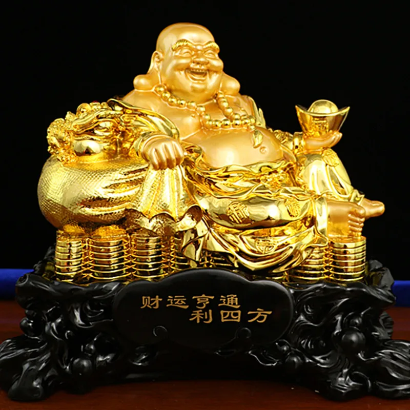 Imagem -06 - Lucky Money Resina Big-bellied Maitreya Buddha Estátua Estilo Chinês Fengshui Estátua Enfeites para Casa Decoração de Sala