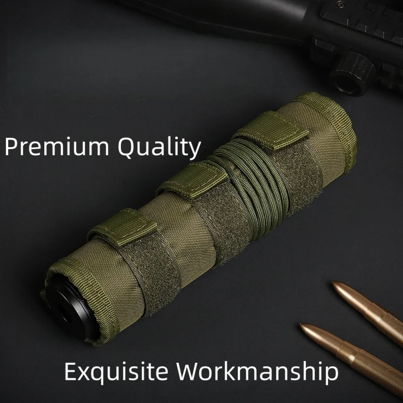 Sniper Suppressor Cover, Tactical Camouflage Protective Sleeve, CS Equipment,Fixed with Hook-and-Loop Fastener and Straps