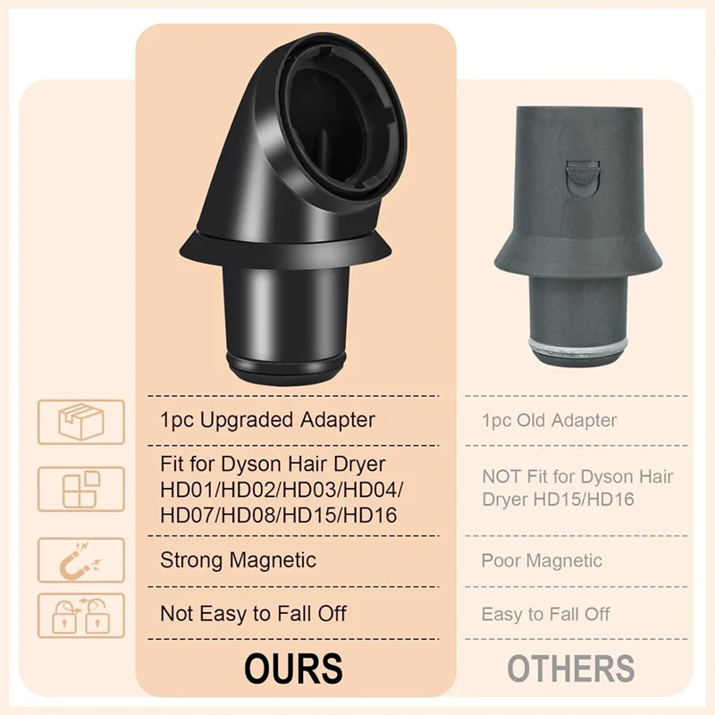 A76G-Round Brush Attachment For Dyson Airwrap With Adaptor For Dyson Hair Dryer Accessories, Round Volumizing Brush