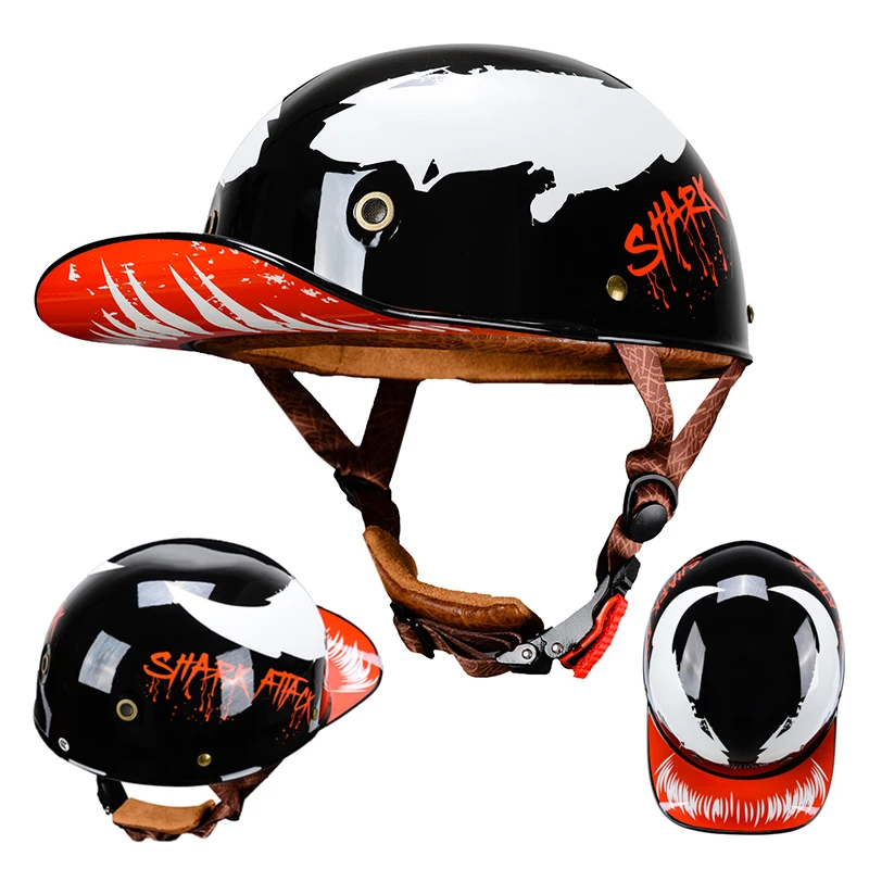 Retro zomer motorfiets halve helm ademend vintage open gezicht ontwerp lichtgewicht pet voor cruiser scooterrivers