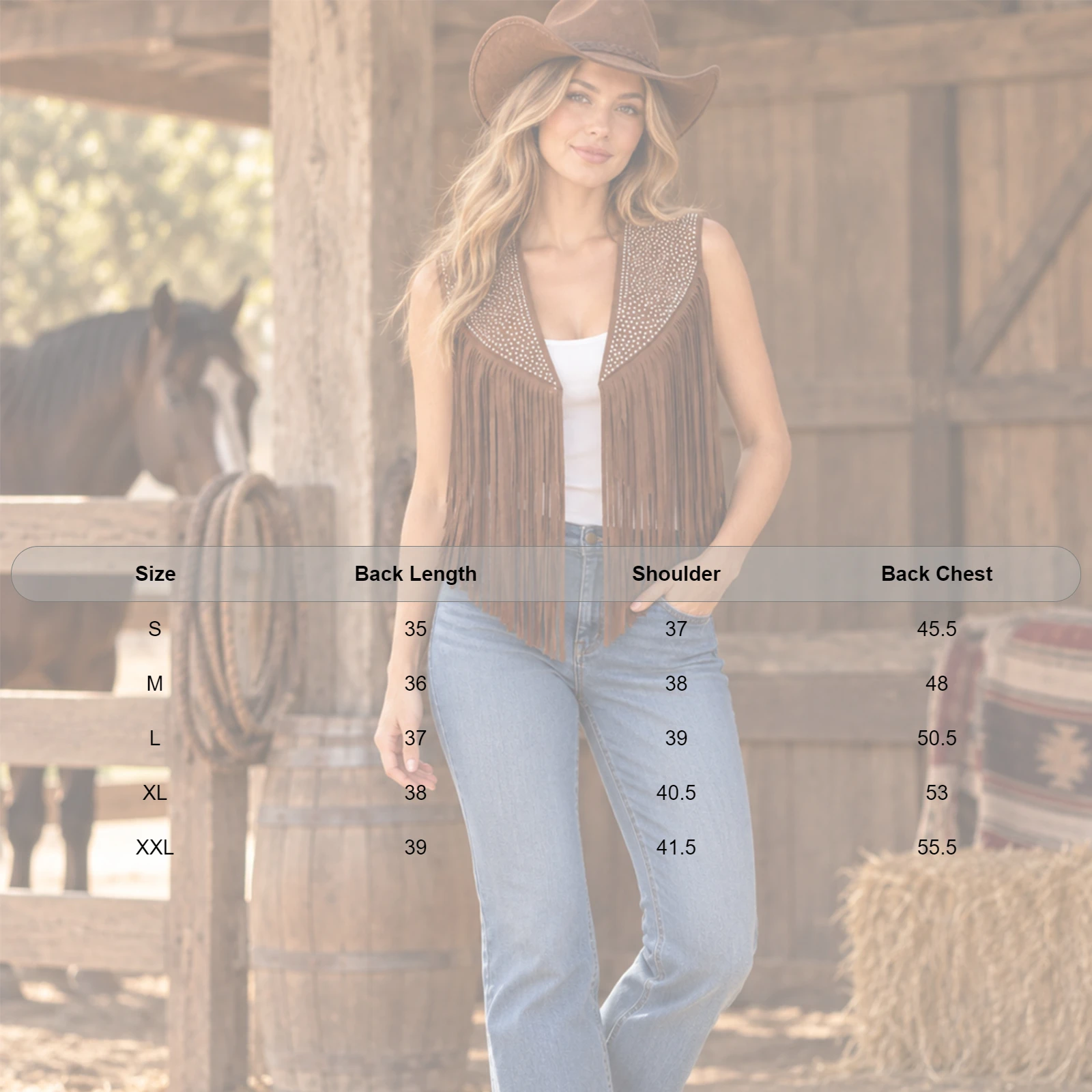 Gilet Cowgirl à Franges et Strass Femme – photo 1