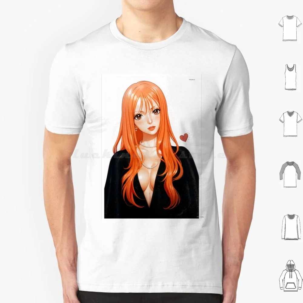 Nami T Shirt Cotton Men Women Diy Print Nami Anime Girl Woman Necklace Pearl Heart Lipstick Earrings Wallpaper Artprint