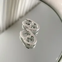 Silver Color Hollow Double Heart Earrings for Women Korean Style Design Ear Buckle 2023 Korea Fashion Jewelry Accessories