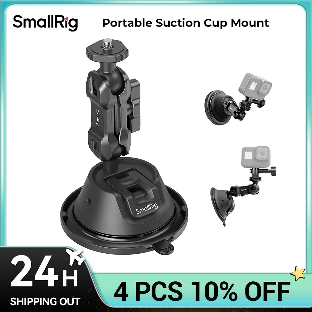 SmallRig Portable Suction Cup Mount Support for Action Cameras SC-1K Action Camera with Universal Mount Adjustable Suction Cup