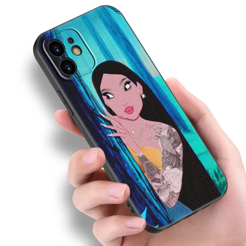 Disney Girl Pocahontas Phone Case For Apple iPhone 14 13 12 Mini 11 Pro XR X XS MAX 6S 7 8 Plus SE 2020 2022 5S Black Cover