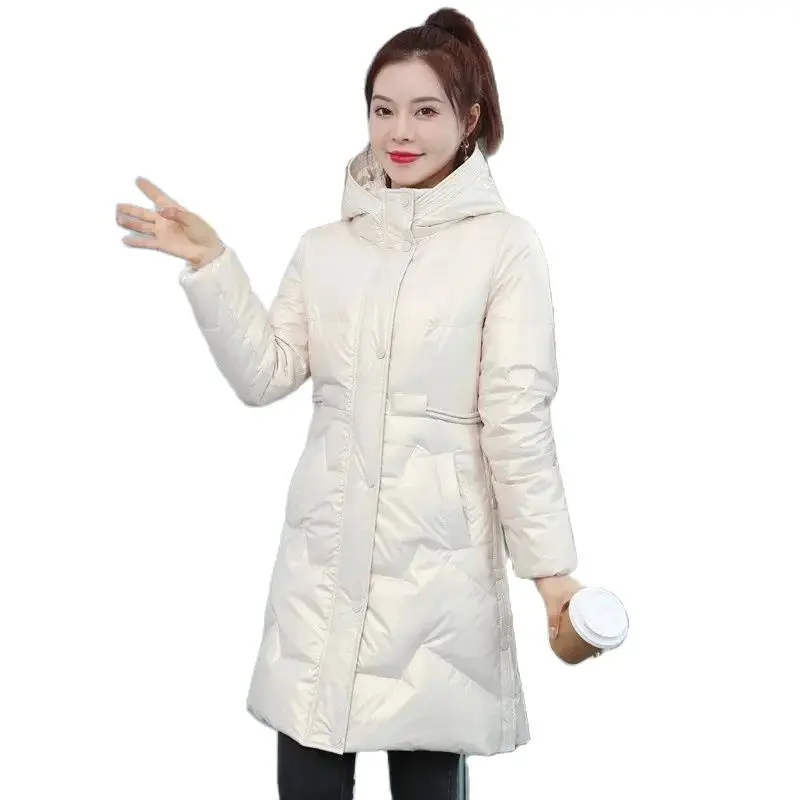 Parkas Coats Winter Jacket Women X-long Thicken Down Coat with A Hood Straight Elegant Outerwear 2023 Korean Female Parkas Tops