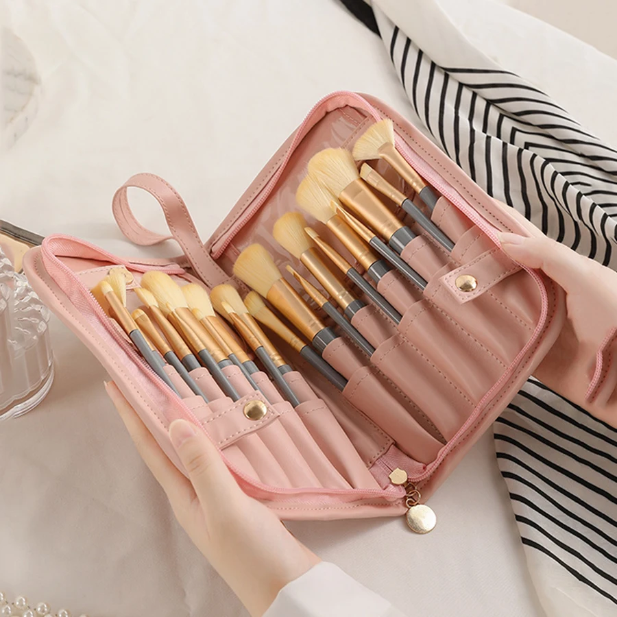 ثقب فرشاة للمكياج حقيبة وظيفية مستحضرات التجميل حالة السفر المنظم يشكلون فرش حامي أدوات ماكياج كيس دوار 2025 جديد
