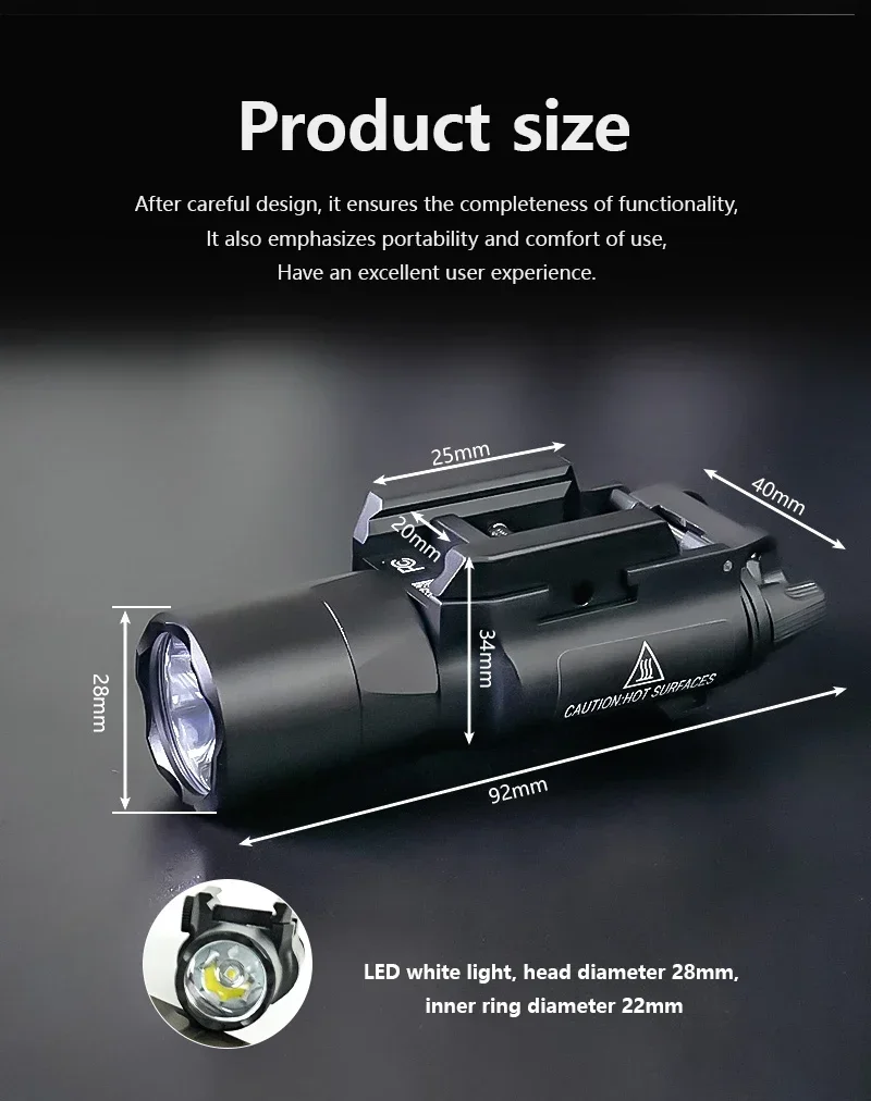Lumière tactique X300U X300, lampe de poche LED à très haut rendement pour pistolet X400 adapté au pistolet sur Rail Picatinny, éclairage de chasse Airsoft  18