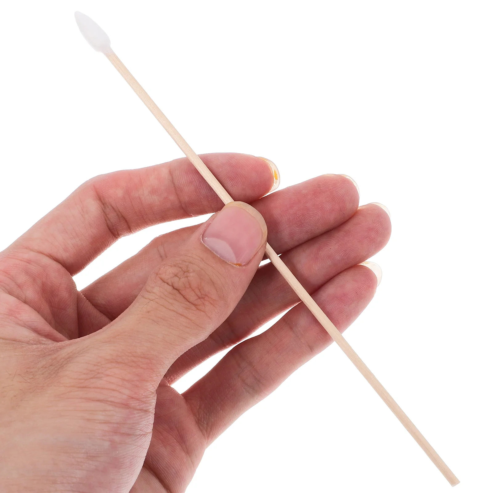 100 قطعة مقبض خشبي طويل مسحات القطن رئيس واحد المتاح مسحة لتنظيف المعدات الصناعية لطيف الجلد آمن لا بقايا