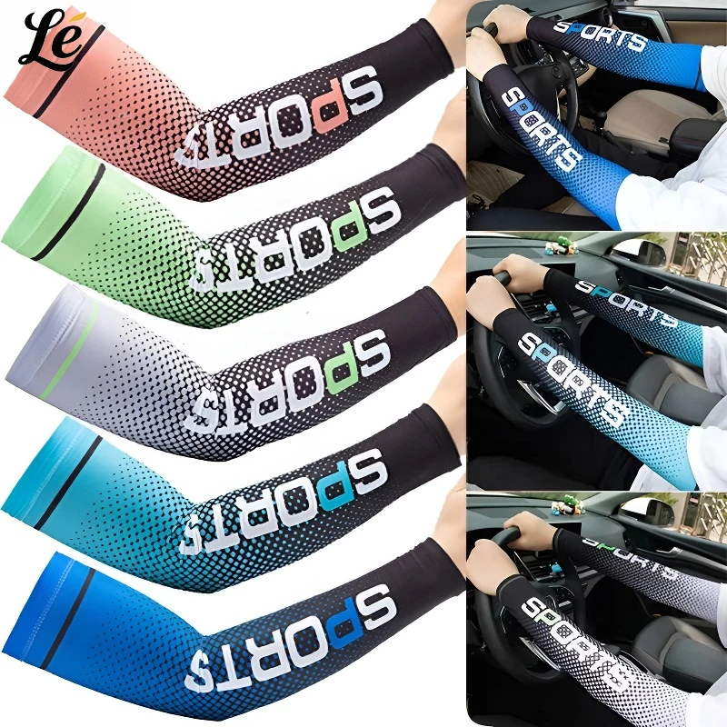 

2 Pair Unisex UV Protection Arm Sleeves Cool Sports Sleeves Quick-Dry Anti-Slip For Cycling Running And Outdoor Activities