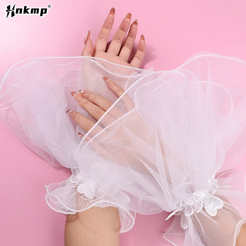 Fluffy Sleeve Manicure Photo Background Wedding Tulle Enlarged Cuffs Handheld Showing Decoration Nail Enhancement Photography