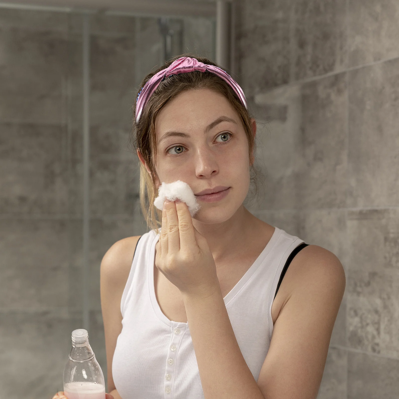 

Glitter Pink Knotted Headband Pu Fabric Hair Band For Women Girls Valentine Disco Party Shiny Headwear Accessory