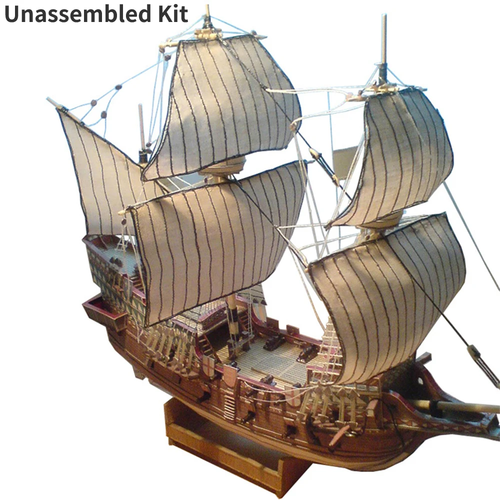 

Paper boat model DIY 1:100 Galeon Golden Hind sail battleship paper model sailboat model Unassembled Kit