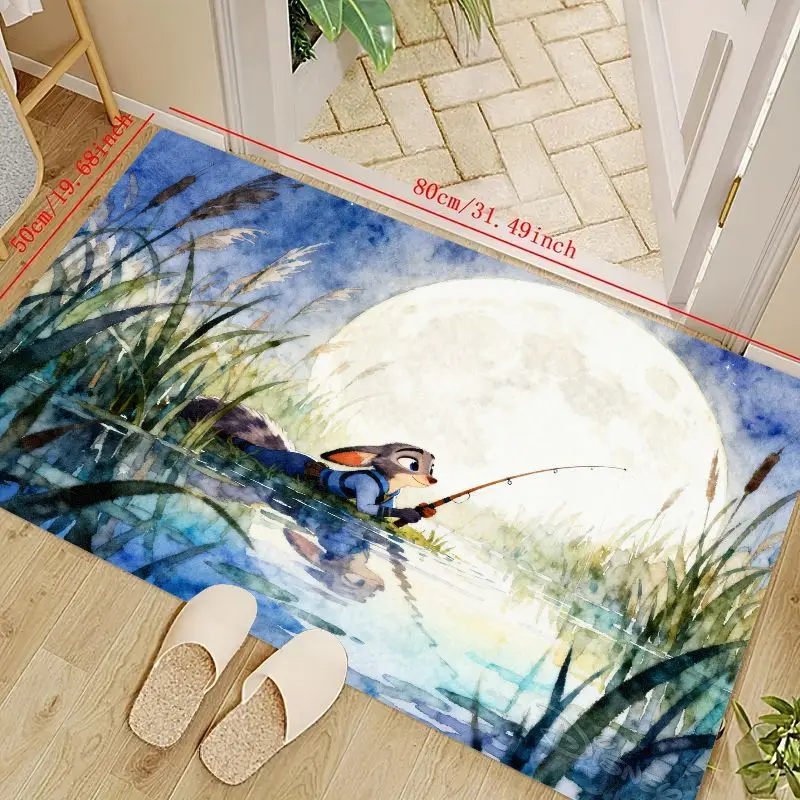 1 шт. Zootopia Nick Wilde рыболовный акварельный художественный напольный коврик под полнолуние, 80x50 см (31,49x19,68 дюйма), нескользящий впитывающий вход 1 шт. Zootopia Nick Wilde рыболовный акварельный художественный напольный коврик под полнолуние, 80x50 см (31,49x19,68 дюйма), нескользящий впитывающий вход