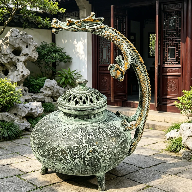 

Antique Dragon Statue Incense Burner Twelve Zodiac Animals Sculpture Desktop Decorations Home Decor Ornament Office Decoration